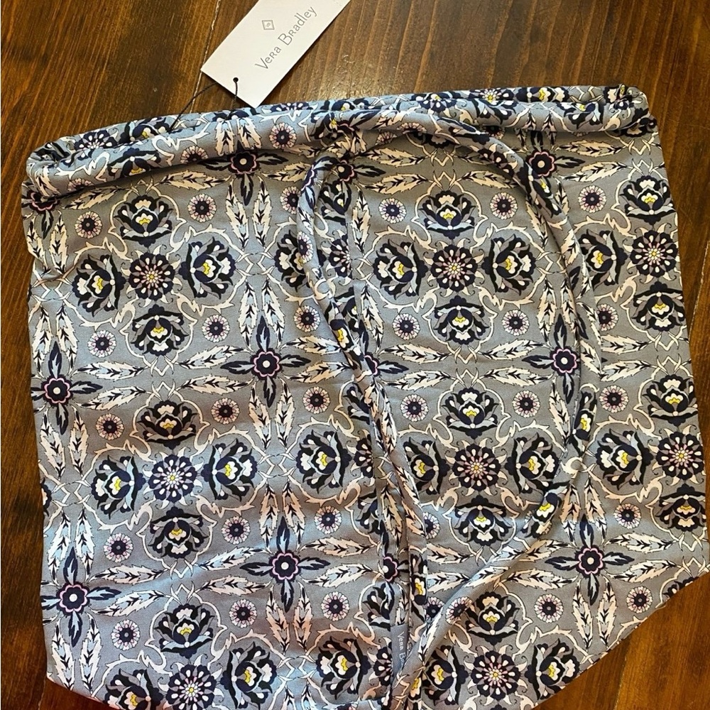 Vera Bradley Gray and Purple Patterned Drawstring Bag “Plaza Tile”